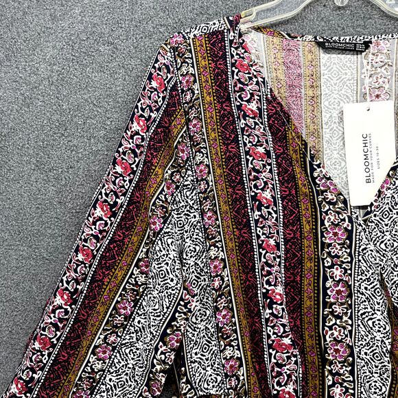 BloomChic Dress Plus Size 1X 14 16 Black white Stripe Short Sleeve V Neck Pocket - Picture 7 of 16